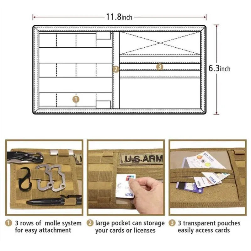 Multifunctional Tactical Car Sun Visor Storage Bag Sport Leisure Molle Webbing Document Finishing Hang Pack Card Holder Organize