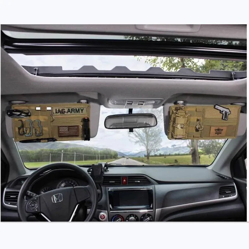 Multifunctional Tactical Car Sun Visor Storage Bag Sport Leisure Molle Webbing Document Finishing Hang Pack Card Holder Organize