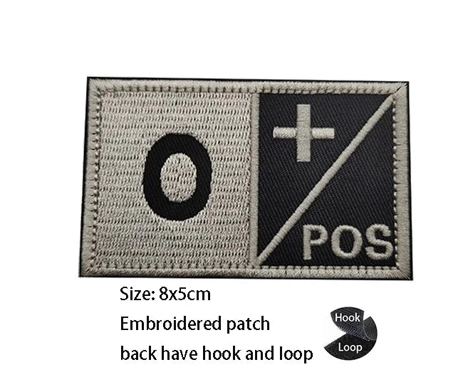 CP Camouflage Laser Cutting Reflective Blood Type Badge, 5 Pieces A Tactical Blood Type Set, Luminous Patch A-NEG Backpack Patch