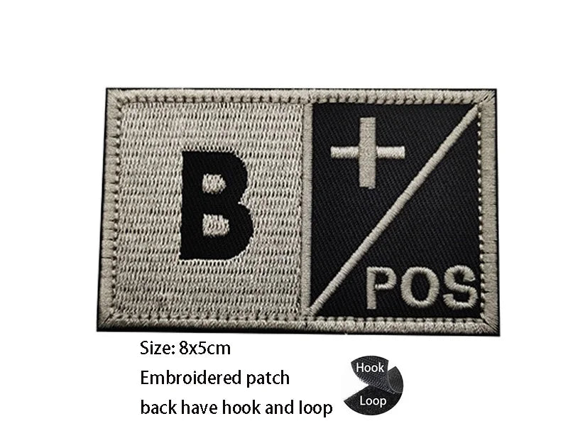 CP Camouflage Laser Cutting Reflective Blood Type Badge, 5 Pieces A Tactical Blood Type Set, Luminous Patch A-NEG Backpack Patch