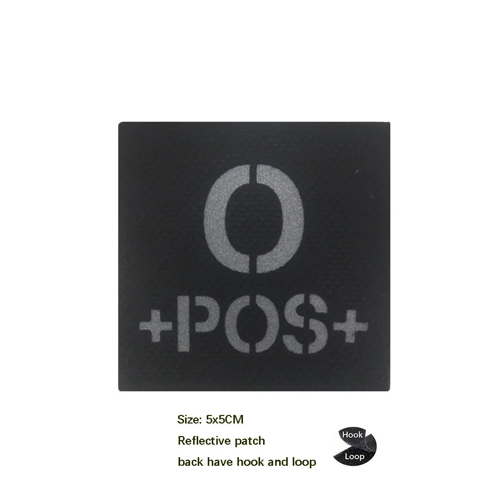 CP Camouflage Laser Cutting Reflective Blood Type Badge, 5 Pieces A Tactical Blood Type Set, Luminous Patch A-NEG Backpack Patch