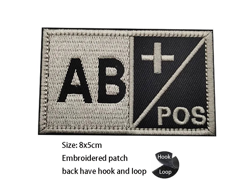 CP Camouflage Laser Cutting Reflective Blood Type Badge, 5 Pieces A Tactical Blood Type Set, Luminous Patch A-NEG Backpack Patch