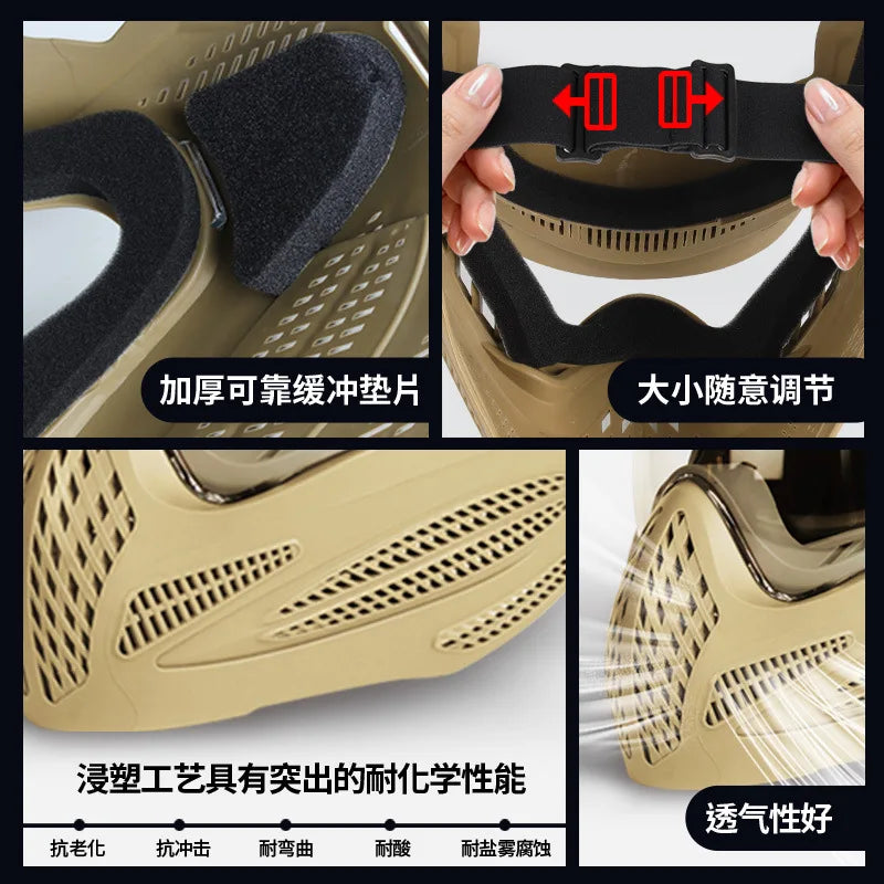 Tactical Full Face Paintball Mask MIL-PRF-32432 Certified Airsoft CS Military Gear High Impact Protection Outdoor Survival