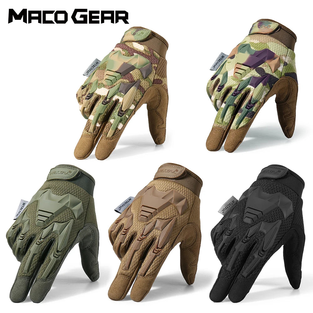 Camo Sports Glove Touch Screen Combat Airsoft Bicycle Outdoor Gear for Hiking Shooting Paintball Hunting Full Finger Gloves Men