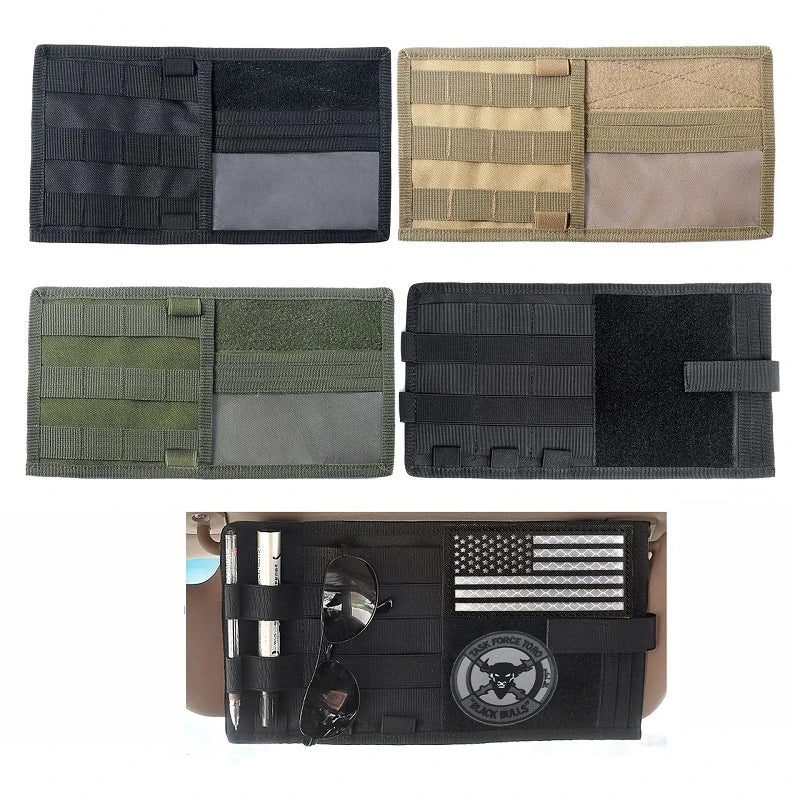 Multifunctional Tactical Car Sun Visor Storage Bag Sport Leisure Molle Webbing Document Finishing Hang Pack Card Holder Organize
