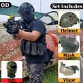 Fast Airsoft Paintball Helmet with Tactical Mask and Visor Set, Army Full Face Shooting Protective Gear, for Sports Hunting Game
