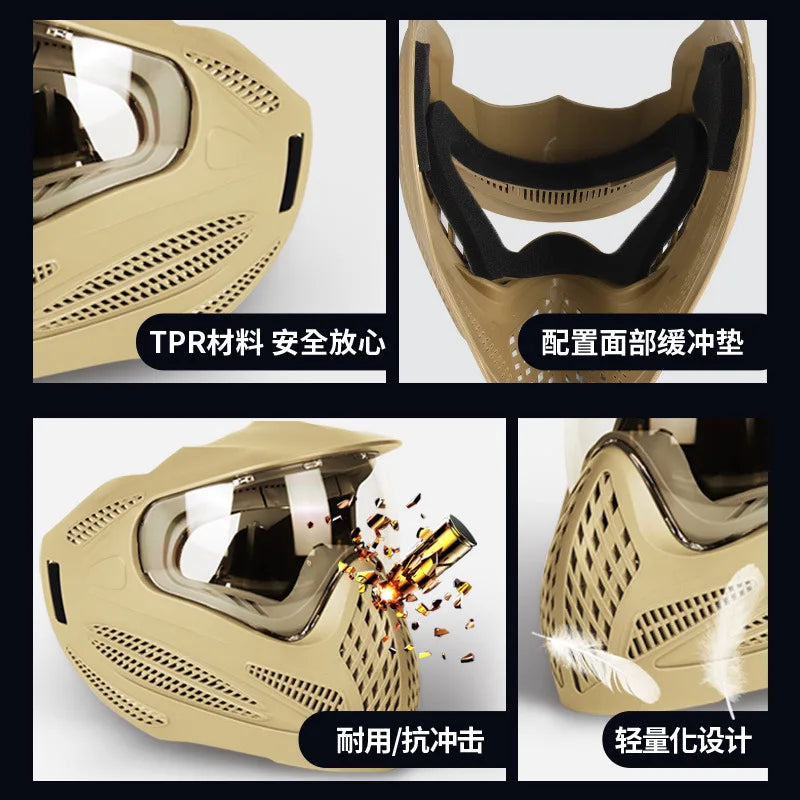 Tactical Full Face Paintball Mask MIL-PRF-32432 Certified Airsoft CS Military Gear High Impact Protection Outdoor Survival